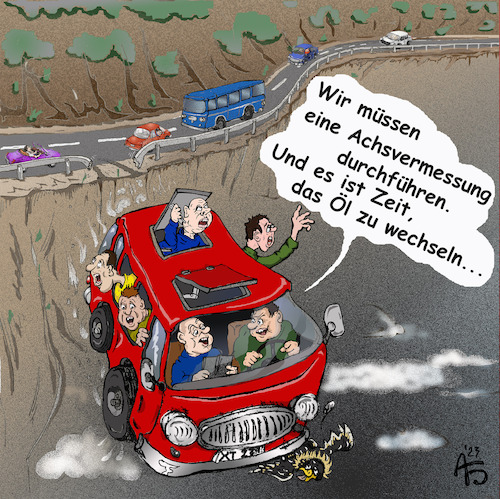 Cartoon: Neue Wendung (medium) by Back tagged wagen,auto,route,bahn,weg,pfad
