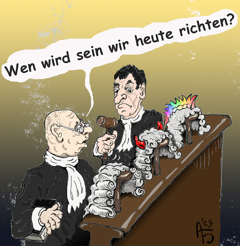 Cartoon: Perücken (medium) by Back tagged perücke,gericht,richter,justiz,rechtspflege,rechtssprechung