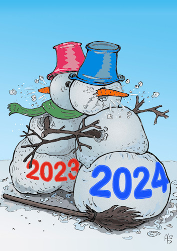 Cartoon: Staffellauf (medium) by Back tagged neujahr,2024,cartoon