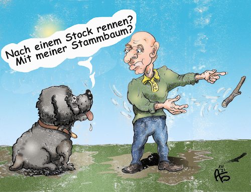 Cartoon: Stolzer Hund (medium) by Back tagged stammbaum,stolz,hundetraining,haustiere,hund,rassehund