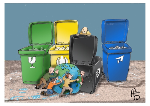 Cartoon: To the landfill (medium) by Back tagged earth,people,ecology