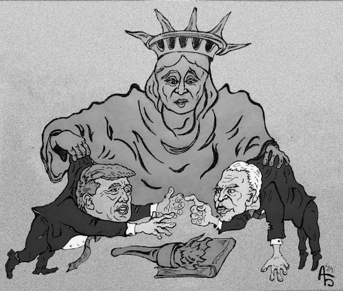 Cartoon: Über dem Kampf (medium) by Back tagged amerika,usa,elections,wahlen,debatte,debate,trump,biden