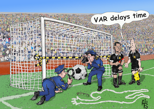Cartoon: VAR (medium) by Back tagged fußball,var,soccer,fifa,football,qatar,worldcup,wm