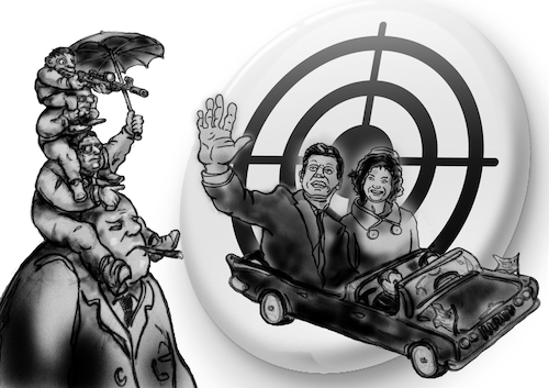 Cartoon: Wer JFK erschossen hat? (medium) by Back tagged jfk,cia,medien,kennedy,demokratie,usa,untersuchungsakten,attentat