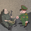 Cartoon: Help (small) by Back tagged war,krieg,army,weapons,waffen,money,geld,militärhaushalt,budget,armee,militarism,militarismus