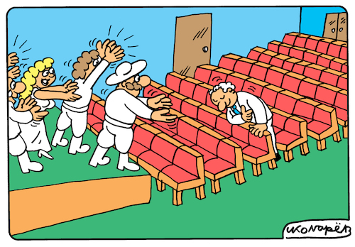 Cartoon: Spectator in theater (medium) by Colgariovas tagged theater,spectator,hall,play,performance,crisis,art