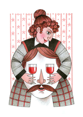 Cartoon: Wine for Two (medium) by Maych tagged wine,and,love