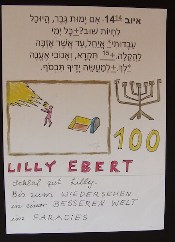 Cartoon: LILY EBERT (medium) by skätschup tagged lilly,ebert,jüdin,überlebende,angst,und,schrecken,überwunden,schlaf,gut