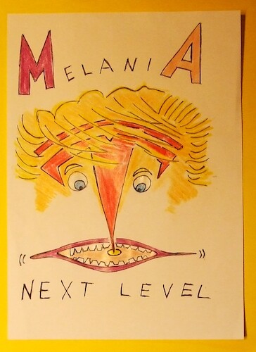 Cartoon: NEXT LEVEL MelaniA  ELON  DT (medium) by skätschup tagged melania,elon,tesla,money,ruler,bafoon,madmen,prigg,king,and,prince