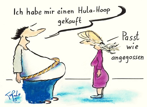 Cartoon: Hula-Hoop (medium) by TomPauLeser tagged hulahoop,hula,hoop,reifen,diät,fitness,fehlkauf,übergewicht