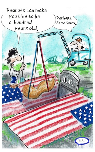 Cartoon: Jimmy Carter rip (medium) by TomPauLeser tagged jimmy,carter,rip,rest,in,peace,america,president,usa,funeral,gravestone,peanut,farmer,mausoleum