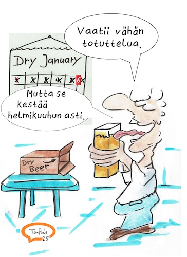 Cartoon: Kuiva olut (medium) by TomPauLeser tagged kuiva,olut,dry,janauary,finnland,finnisch,paketti,juoda,alkoholia