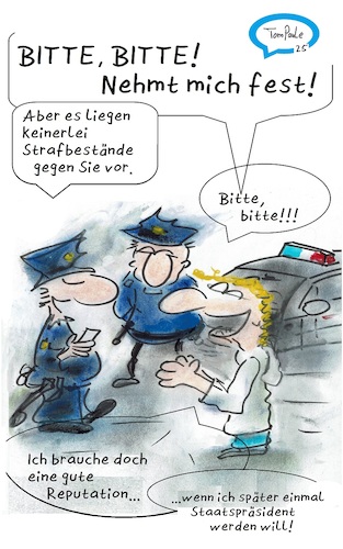 Cartoon: Nachahmungstäter (medium) by TomPauLeser tagged staatspräsident,usa,nachahmer,strafe,strafgefangener,reputation,strafbestände,police,polizei,festnahme,festnehmen,trump