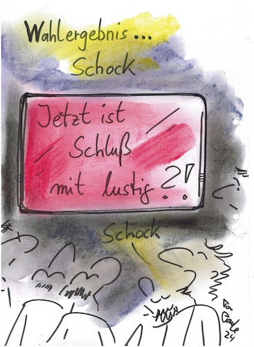 Cartoon: Schluss mit lustig (medium) by TomPauLeser tagged europawahl,wahlergebnis,deutschland,schock