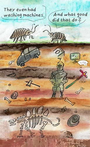 Cartoon: woodlice (medium) by TomPauLeser tagged woodlice,kellerassel,natural,science,archeology,washing,machine,prehistoric,modern,times,asseln,naturwissenschaft,archäologie,waschmaschine,prähistorisch,neuzeit