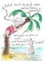 Cartoon: Auf die Insel. Nach Teneriffa (small) by TomPauLeser tagged teneriffa,insel,kanaren,palme,kokospalme,dattelpalme,aufbringen,strand,meer,badehose,badeanzug,fliegen,klettern