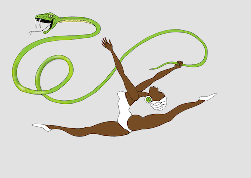 Cartoon: Gymnastics (medium) by Tarasenko  Valeri tagged gymnastics,ribbon,snake,sport
