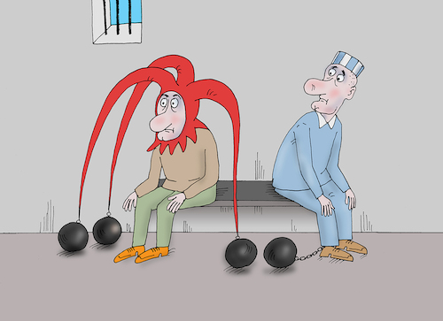 Cartoon: prisoner (medium) by Tarasenko  Valeri tagged prisoner,jester,prison,cell