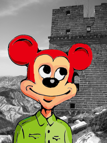 Cartoon: Micky Maus auf der Großen Mauer (medium) by laodu tagged sinisierung,china,unternehmen