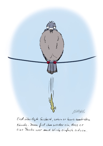 Cartoon: Notdurft (medium) by SandraNabbefeld tagged taube,tauben,vögel,alltag,schräg,kacka,toilette,humor