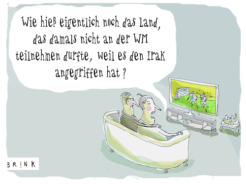 Cartoon: Fussballweltmeisterschaft (medium) by ALIS BRINK tagged ukraine,krieg,russland,boykott,ukraine,krieg,russland,boykott,sofa,fernsehen,fußball