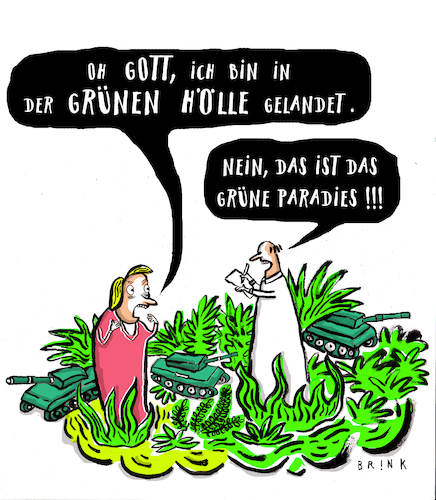 Cartoon: Grüne Hölle (medium) by ALIS BRINK tagged kampfpanzer,grüne,hölle,himmel,waffen,waffenlieferung,ukraine,krieg,militär,cartoon,karikatur,kampfpanzer,grüne,hölle,himmel,waffen,waffenlieferung,ukraine,krieg,militär,cartoon,karikatur,panzer