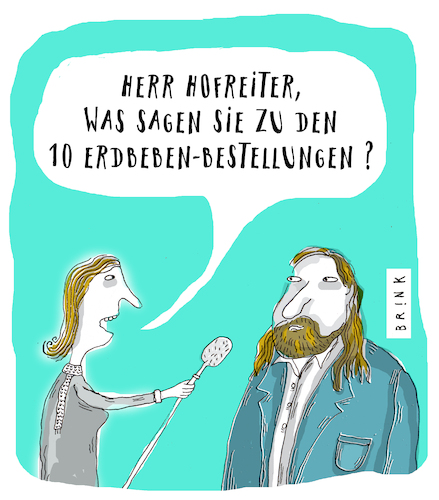 Cartoon: Interview Hofreiter (medium) by ALIS BRINK tagged waffenlieferung,hofreiter,rüstung,ukraine,waffen,cartoon,karikatur,waffenlieferung,hofreiter,rüstung,ukraine,waffen,cartoon,karikatur