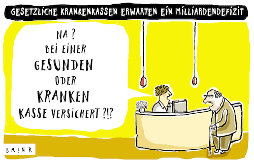 Cartoon: Krankenkassen im Defizit (medium) by ALIS BRINK tagged krankenkasse,versicherung,patient,defizit,versichert,krank,rezeption,sprechstundenhilfe,krankenkasse,versicherung,patient,defizit,versichert,krank,rezeption,sprechstundenhilfe