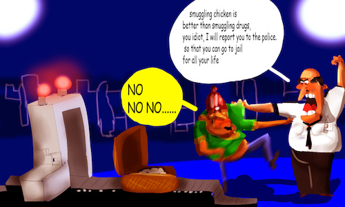 Cartoon: airport custom (medium) by sal tagged cartoon,crime,drag