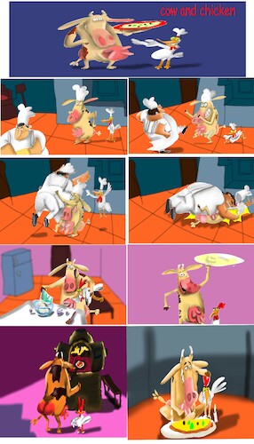 Cartoon: cow and chicken (medium) by sal tagged cow,and,chicken,cartoon