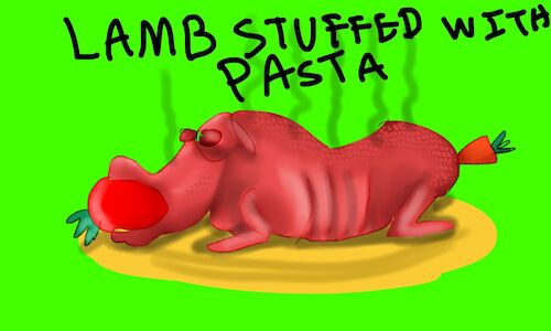 Cartoon: lamb stuffed with pasta p1 (medium) by sal tagged cartoon