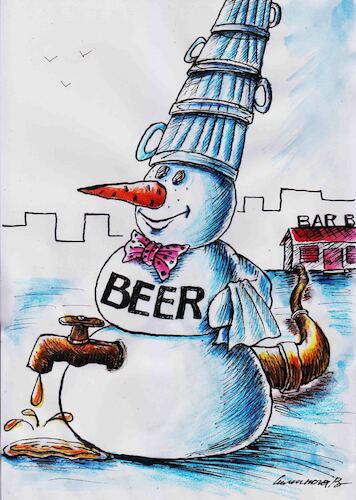 Cartoon: Bartender (medium) by Siminoga Vadim tagged bar,beer,bartender,snowman,service,humor