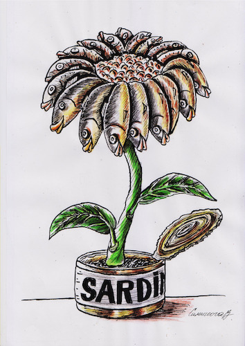 Cartoon: Blume (medium) by Siminoga Vadim tagged sardinenblumennaturelement,fischkaviar