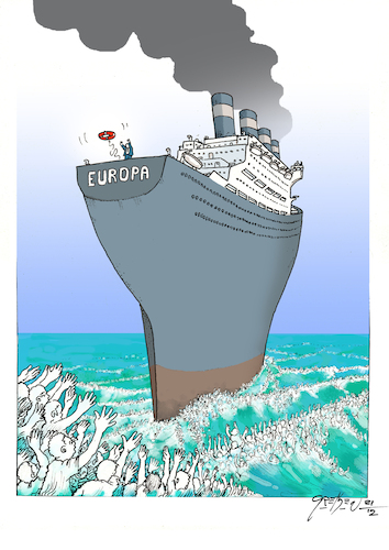 Cartoon: Europa (medium) by Grethen tagged europe,frontex,refugee,crises