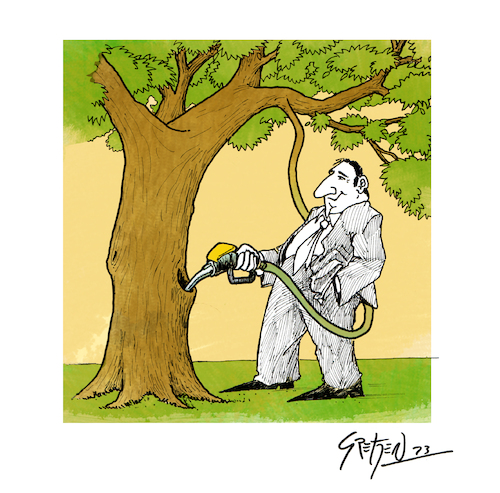 Cartoon: Greenwashing (medium) by Grethen tagged greenwashing,carbon,offset,rainforest,shell,pollution
