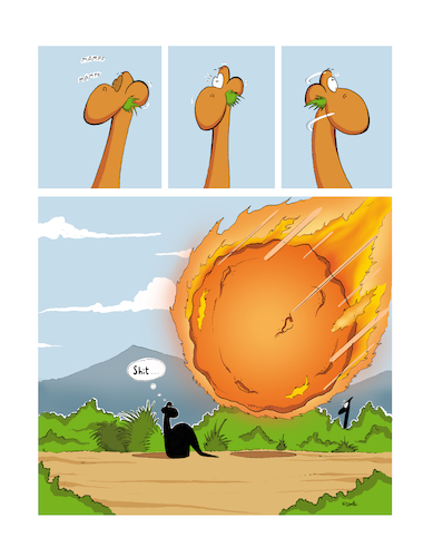 Cartoon: Shit! Nr. 02 (medium) by Toonster tagged shit,dinosaurier,komet,urzeit,untergang,feuer,steppe,essen,gras,büsche