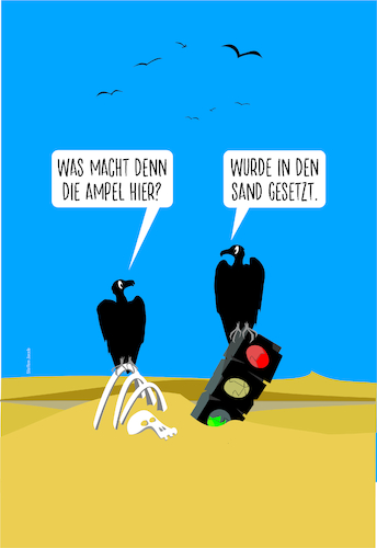 Cartoon: Die Ampel - in den Sand gesetzt (medium) by Büro für gehobenen Unfug tagged politik,regierung,ampel,koalition,deutschland,parteien