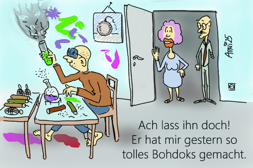 Cartoon: Boh-Toxische Verwandschaft (medium) by Arni tagged botox,chemie,baukasten,eltern,fehler,aufspritzen,versuche,mittel,aufsicht,nachsicht,vorsicht,absicht