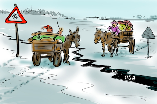 Cartoon: Handel mit Russland bricht ein (medium) by Arni tagged handel,deutschland,russland,rußland,regierung,überschuss,gewinn,außenhandel,waren,grenze,eis,eisbrecher,gespalten,politik,entscheidungen,eu,usa,biden,trump,leyen,ursula,krieg,ukraine,spd,cdu,csu,grüne,handel,deutschland,russland,rußland,regierung,überschuss,gewinn,außenhandel,waren,grenze,eis,eisbrecher,gespalten,politik,entscheidungen,eu,usa,biden,trump,leyen,ursula,krieg,ukraine,spd,cdu,csu,grüne