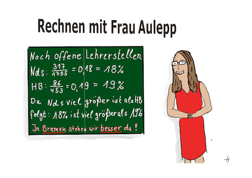 Cartoon: Rechnen mit der Senatorin (medium) by Gabi Horvath tagged lehrermangel,mathematik,berechnung,niedersachsen,bremen