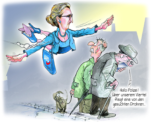 Cartoon: AFD-Drohne (medium) by Ritter-Cartoons tagged afd,alice,weidel,ferngesteuerte,drohne,über,deutschland,afd,alice,weidel,ferngesteuerte,drohne,über,deutschland