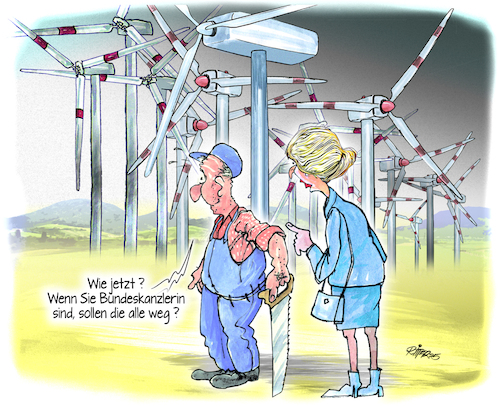 Cartoon: AFD Energiewende (medium) by Ritter-Cartoons tagged afd,klimapolitik,bundestagswahl,kanzlerkandidatin,afd,klimapolitik,bundestagswahl,kanzlerkandidatin