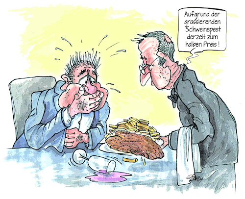 Cartoon: Afrikanische Schweinepest (medium) by Ritter-Cartoons tagged mit,pommes,mit,pommes