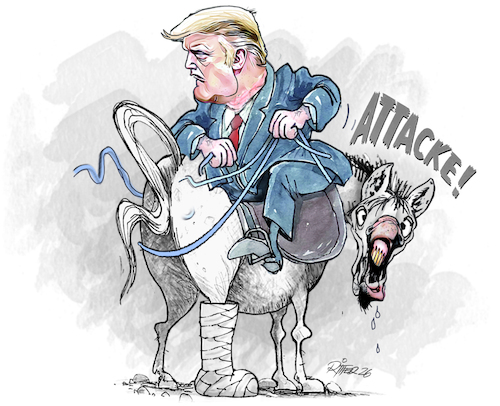 Cartoon: Attacke (medium) by Ritter-Cartoons tagged irankrieg,trump,pressekarikaturen,und,cartoons,von,berthold,ritter,facebook,seite,ritterkarikaturen,irankrieg,trump,pressekarikaturen,und,cartoons,von,berthold,ritter,facebook,seite,ritterkarikaturen