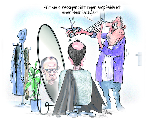 Cartoon: Frisörtermin (medium) by Ritter-Cartoons tagged frisörtermin,friedrich,merz,frisörtermin,friedrich,merz