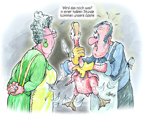 Cartoon: Gänsebraten (medium) by Ritter-Cartoons tagged gänsebraten,gänsebraten