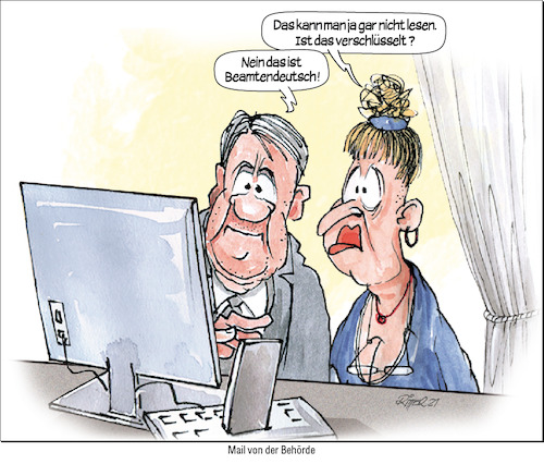 Cartoon: Mail von der Behörde (medium) by Ritter-Cartoons tagged schwer,lesbar