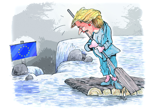 Cartoon: Ursulas Floßfahrt (medium) by Ritter-Cartoons tagged europa