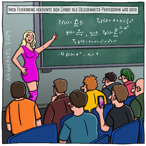 Cartoon: Gelegenheitsprofessorin (medium) by Arghxsel tagged universität,professorin,vorlesung,studentinnen,student,unterricht,hochschule,fakultät,doktorarbeit,studium,studieren,nebenjob,mathematik,physik,chemie,nobelpreis,universität,professorin,vorlesung,studentinnen,student,unterricht,hochschule,fakultät,doktorarbeit,studium,studieren,nebenjob,mathematik,physik,chemie,nobelpreis