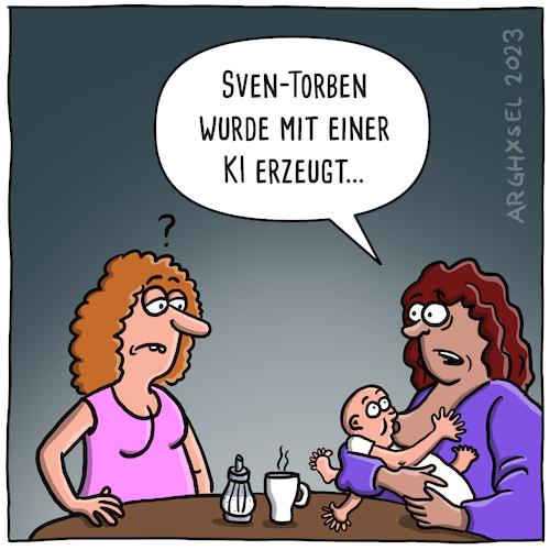 Cartoon: Kind mit KI gezeugt (medium) by Arghxsel tagged kind,baby,ki,mutter,gezeugt,chat,gpt